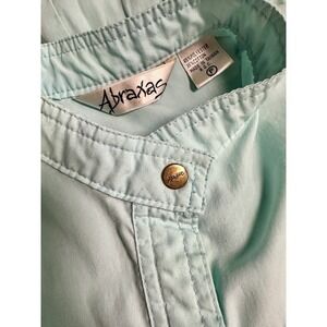 Abraxas Jumpsuit Vintage Womens Size P Mint Cotton Blend Snap Front Retro Snaps